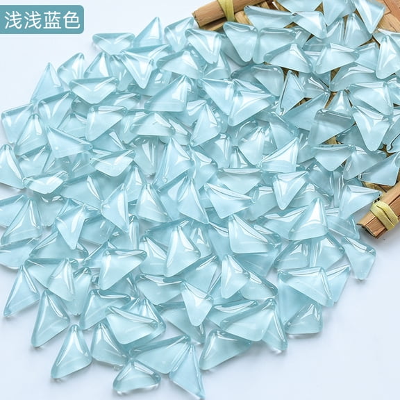 XmhyTop-A Irregular Glitter Glass Mosaic Tiles 200g Bulk Resin Mosaic Pieces for DIY Art Crafts,Tiles for Cups Picture Frames Home Decor,Style B,Light Blue A
