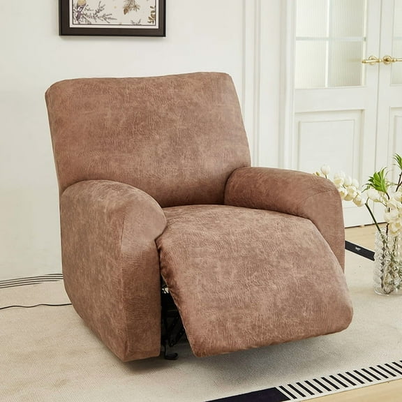 XmhyTop-A Kahki Non-Slip Sofa Cover, Leather-Like Chair Cover, Pet Proof Recliner Slipcover, Non-Pilling & Washable, 1 Piece1-Seater