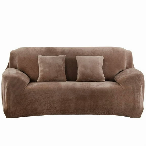 XmhyTop-A Khaki Stretch Couch Cover, 4-Seater Plush Sofa Cover, Furniture Protector, Fitted Couch Slipcover, 1 Piece