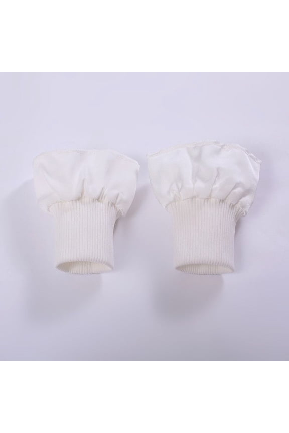 -A Knit Ribbing Cuffs Replacement Cuffs for Sewing, Stretchy Ribbed Cuff Trim for Coat Sleeves, DIY Sewing Cuffs for Sweater Jacket, 14x8cm, 1 Pair,White