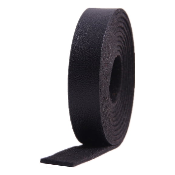 XmhyTop-A Leather Strips 2 Pcs 1.2*100cm Faux Leather Strap, Single Sided Leather Leather Cord for Garment Strap DIY Crafts,Black