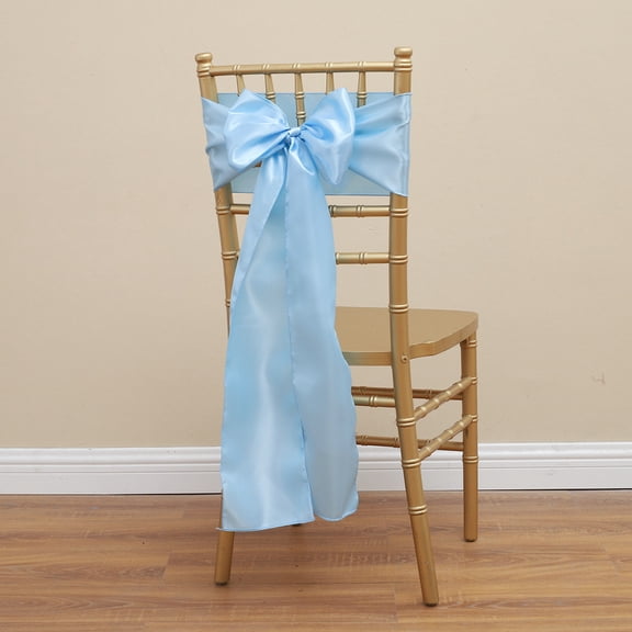 XmhyTop-A Light Blue Chair Ribbons Back Sash - 17x275cm Polyester Decorative Sashes for Dining Chairs, 4 Pcs