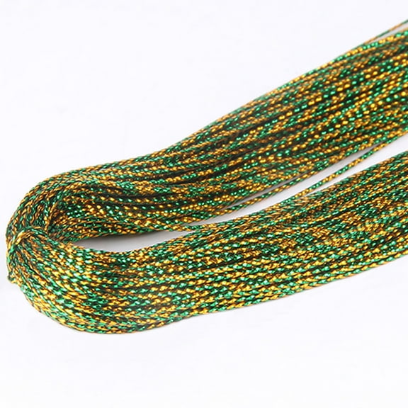 XmhyTop-A Metallic Cord and Rope ,109 Yards Polyester Metallic Thread for Gift Wrap Packaging, Christmas Tree Decoration, Hair Braiding, and Crafting,Gold+Dark Green