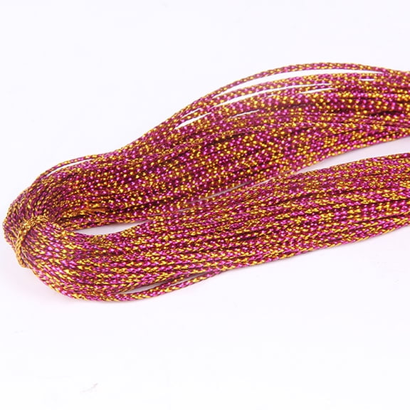 XmhyTop-A Metallic Cord and Rope ,109 Yards Polyester Metallic Thread for Gift Wrap Packaging, Christmas Tree Decoration, Hair Braiding, and Crafting,Gold+Pink Red