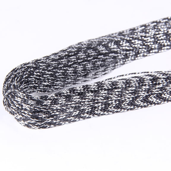 XmhyTop-A Metallic Cord and Rope ,109 Yards Polyester Metallic Thread for Gift Wrap Packaging, Christmas Tree Decoration, Hair Braiding, and Crafting,Silvery+Black