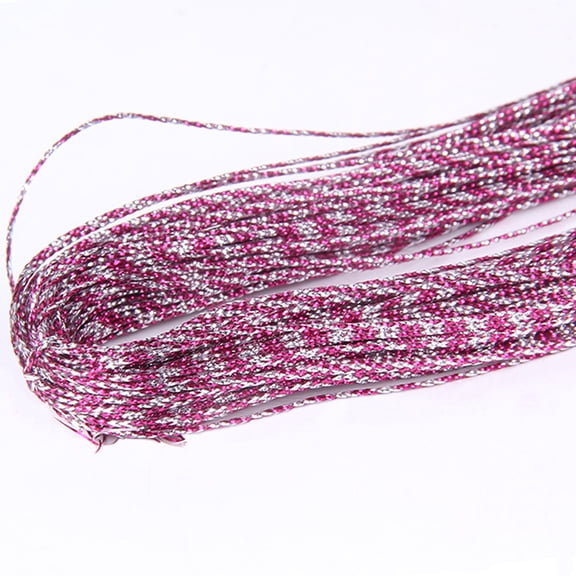 XmhyTop-A Metallic Cord and Rope ,109 Yards Polyester Metallic Thread for Gift Wrap Packaging, Christmas Tree Decoration, Hair Braiding, and Crafting,Silvery+Dark Pink