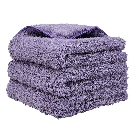 XmhyTop-A Microfiber Detailing Towels Set of 3, Soft Premium Microfiber Cloths for Car Detailing Auto Cleaning, Lint-Free Towels for Car Interior Exterior Polishing Waxing, 35x35cm,Purple