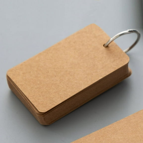XmhyTop-A Multicolor Index Paper with Binding Rings, 2.75*1.57Inch Blank Easy Flip Flash Card Study Cards Business Cards Memo Scratch Pads Bookmark-2 pcs,Kahki