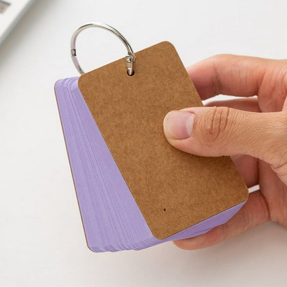 XmhyTop-A Multicolor Index Paper with Binding Rings, 2.75*1.57Inch Blank Easy Flip Flash Card Study Cards Business Cards Memo Scratch Pads Bookmark-2 pcs,Purple