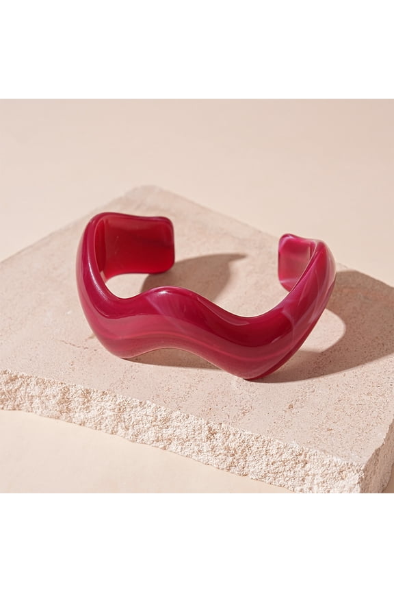 -A Opening Acrylic Bracelets Irregular Resin Bangle-1 Piece,Dark Pink