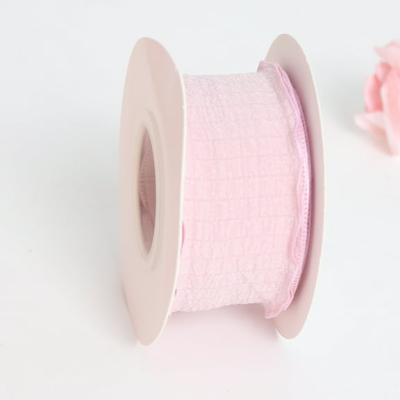 XmhyTop-A Pink Ruffle Ribbon 9 yards Polyester Trimming Ribbon, Wrinkled Wave Edge for Christmas & Wedding Decor,Width: 4cm