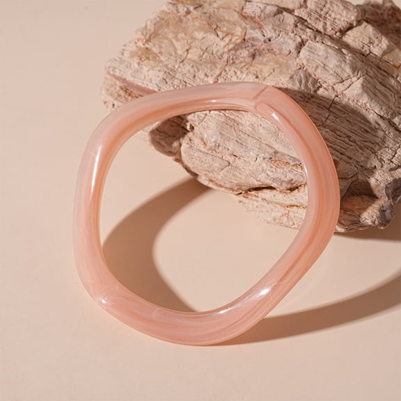 XmhyTop-A Plain Circle Acrylic Bangles Pink, 1 Piece Stylish Irregular Acrylic Resin Bangle