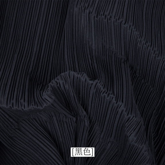 XmhyTop-A Pleated Fabric Textured Decorative Stretch Pleated Design Cloth for Wedding Background DIY Projects Home Decor Photo Backdrop,1 Yard,Black