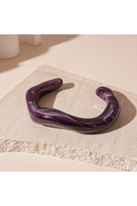 -A Purple Opening Bracelet Acrylic Bangles 1 Pcs Stylish Irregular Acrylic Resin Bangle