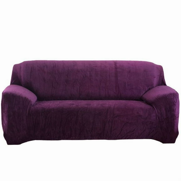 XmhyTop-A Purple Stretch Couch Cover, 2-Seater Plush Sofa Cover, Furniture Protector, Fitted Couch Slipcover, 1 Piece