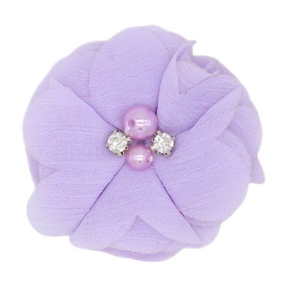 XmhyTop-A Rhinestone Chiffon Flowers, 10 Pcs Fabric Ribbon Bows for Headbands, Crafts, Party Decorations,Light Purple