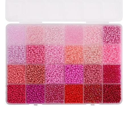 XmhyTop-A Rice Bead Box Set, 5200pcs 3mm Glass Seed Beads - Colorful Mixed Beads for Jewelry Making, DIY Crafts Embroidery Bead Assortment, Handmade Materials Jewelry Making Supplies,Red