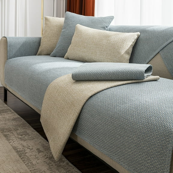 XmhyTop-A Rustic Linen Textured Sectional Couch Covers Sofa Slipcover for Furniture Protector-27.5*27.5inch,Blue