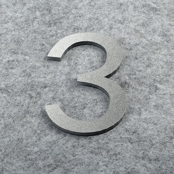 XmhyTop-A Self Adhesive Mailbox Numbers 7x4.6cm 3D Raised Address Number Stickers, House Number for Door Mailbox,Numbers 3,Silvery