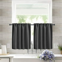 XmhyTop-A Short Blackout Curtains Panels, 40x60cm Dark Grey Valances 2 Pack Half Window Curtains, Solid Color Light Blocking Drapes, Ideal for Bedroom Kitchen