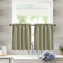 XmhyTop-A Short Blackout Curtains Panels, 40x60cm Khaki Valances 2 Pack Half Window Curtains, Solid Color Light Blocking Drapes, Ideal for Bedroom Kitchen