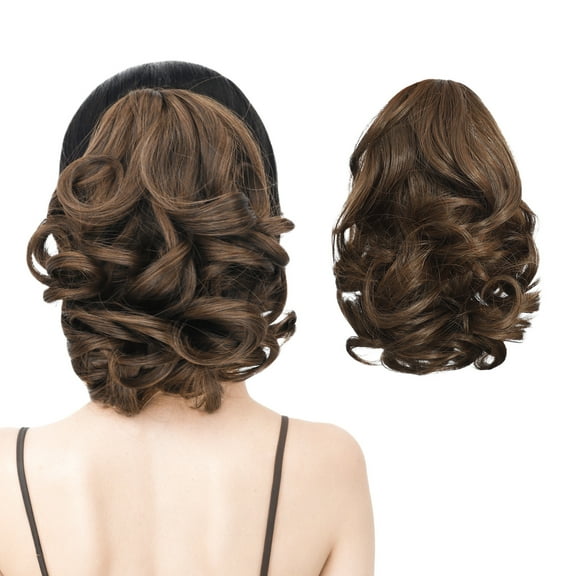 XmhyTop-A Short Ponytail Hair Extensions - Clip in Synthetic Ponytail Extension, Curly Ponytail Hairpiece, Soft Natural Look, 1 Piece,P03