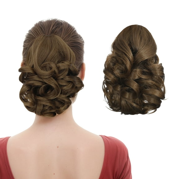 XmhyTop-A Short Ponytail Hair Extensions - Clip in Synthetic Ponytail Extension, Curly Ponytail Hairpiece, Soft Natural Look, 1 Piece,P06