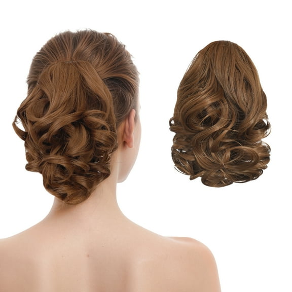 XmhyTop-A Short Ponytail Hair Extensions - Clip in Synthetic Ponytail Extension, Curly Ponytail Hairpiece, Soft Natural Look, 1 Piece,P07