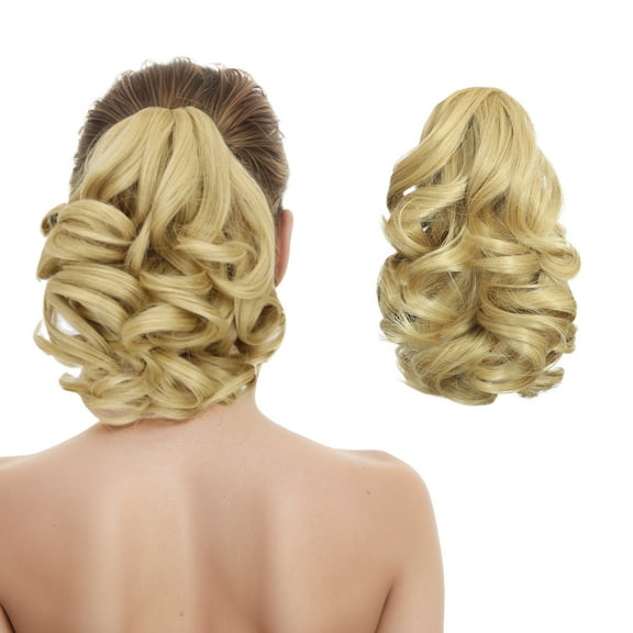 XmhyTop-A Short Ponytail Hair Extensions - Clip in Synthetic Ponytail Extension, Curly Ponytail Hairpiece, Soft Natural Look, 1 Piece,P09