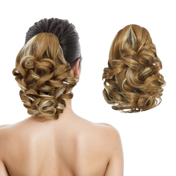 XmhyTop-A Short Ponytail Hair Extensions - Clip in Synthetic Ponytail Extension, Curly Ponytail Hairpiece, Soft Natural Look, 1 Piece,P11