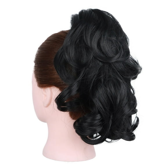 XmhyTop-A Short Wavy Ponytail Extension Claw Clip Synthetic Hairpiece Thick Hair Voluminous Wavy Ponytail, 1 Piece,S01