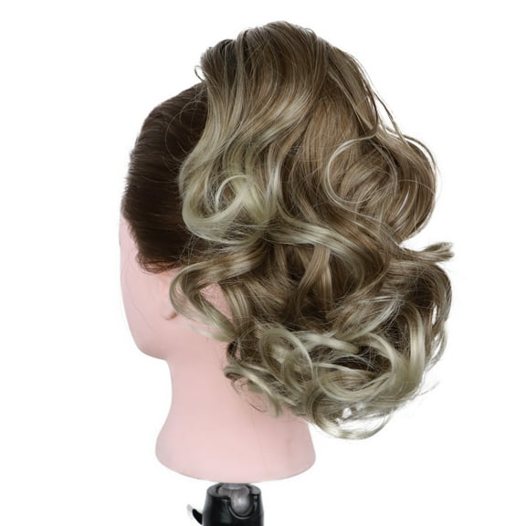 XmhyTop-A Short Wavy Ponytail Extension Claw Clip Synthetic Hairpiece Thick Hair Voluminous Wavy Ponytail, 1 Piece,S08