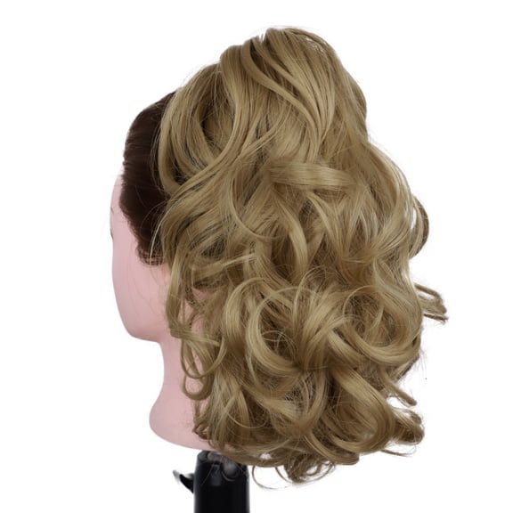 XmhyTop-A Short Wavy Ponytail Extension Claw Clip Synthetic Hairpiece Thick Hair Voluminous Wavy Ponytail, 1 Piece,S10
