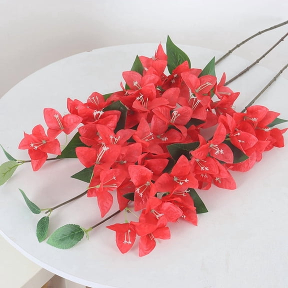 XmhyTop-A Simulated Triangle Plum Artificial Flower 3pcs, Fake Flower Wall Wedding Flower Decor Landscape Decoration,Plastic Flowers,Style A,Red