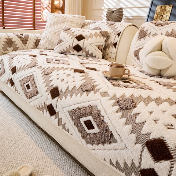 XmhyTop-A Sofa Slipcover 70x70cm, Pet-Friendly Couch Cover with Soft Plush Fabric, 1-Piece Furniture Protector for Dogs Cats,Brown