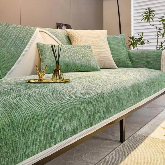 XmhyTop-A Sofa Slipcovers Chenille Couch Covers, Non Slip Couch Cover, Sectional Sofa Covers, Textured Sofa Cover, 70*70cm Single Piece,Green