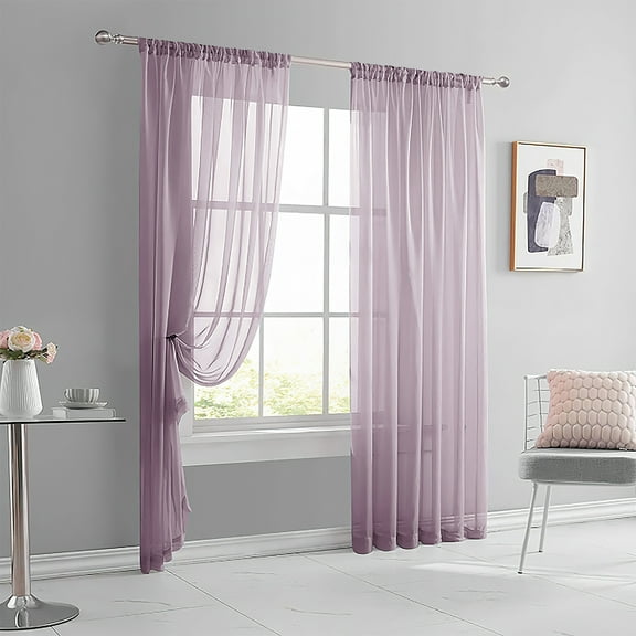 XmhyTop-A Solid Color Curtain 2 Pieces 100*250cm Window for Living Room, Bedroom & Home Decor,Light Purple