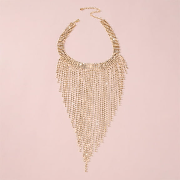 XmhyTop-A Sparkly Layered Rhinestone Chokers Necklace Rhinestone Waterfall Statement Necklace,S07