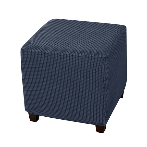 XmhyTop-A Square Footstool Cover - S Size Elastic Stool Cover Square Footstool Slipcover for Protection - 1 Piece,Dark Blue