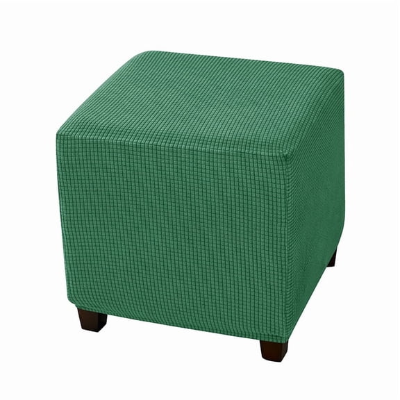 XmhyTop-A Square Footstool Cover - S Size Elastic Stool Cover Square Footstool Slipcover for Protection - 1 Piece,Dark Green