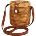 thumbnail image 1 of XmhyTop-A Straw Rattan Crossbody Bag for Women,Beach Bag Woven Straw Crossbody Wicker Purse with Genuine Leather, 1 of 2