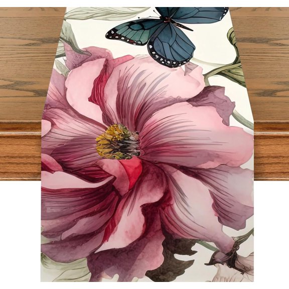 XmhyTop-A Summer Wind Flowers Linen Tableting Placemats Tablecloth Tablecloth Home Fabric Dining Table Living Room Counter（02）