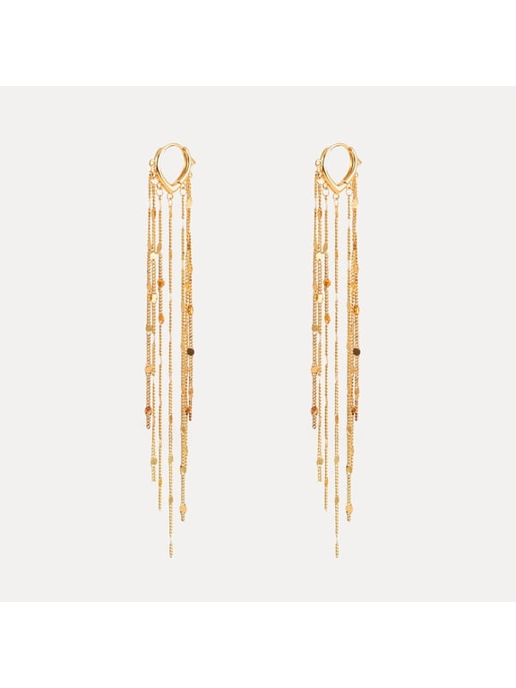 -A Tassel Drop Dangle Earrings 1 Pair Minimalist Fringe Statement Jewelry,Gold