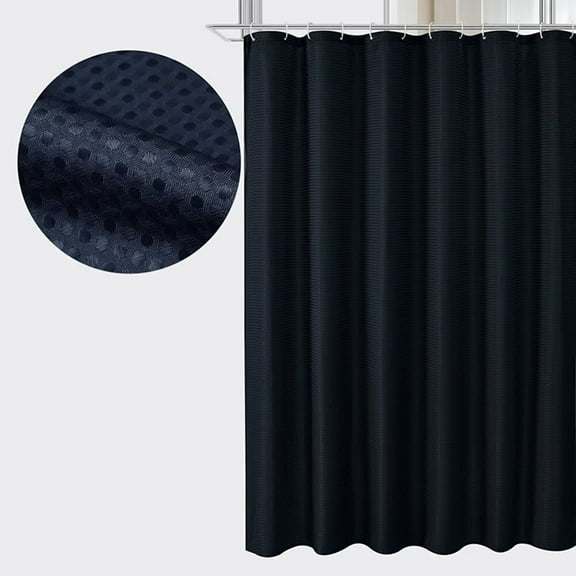 XmhyTop-A Textured Shower Curtain 180*180cm Waffle Weave Modern Bathroom Decor, 1 Piece,Dark Blue