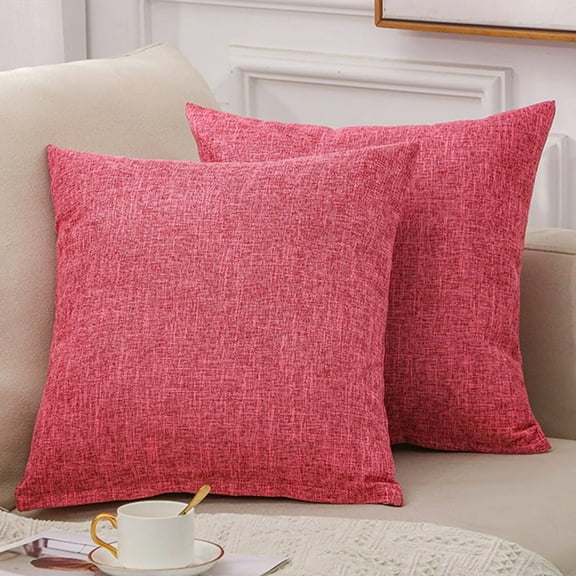 XmhyTop-A Throw Pillow, 2 Pack 45*45cm Linen Pillow Textured Pillow Boho Pillow Farmhouse Decorative Pillows for Living Room Bedroom Home Decoration,Pink