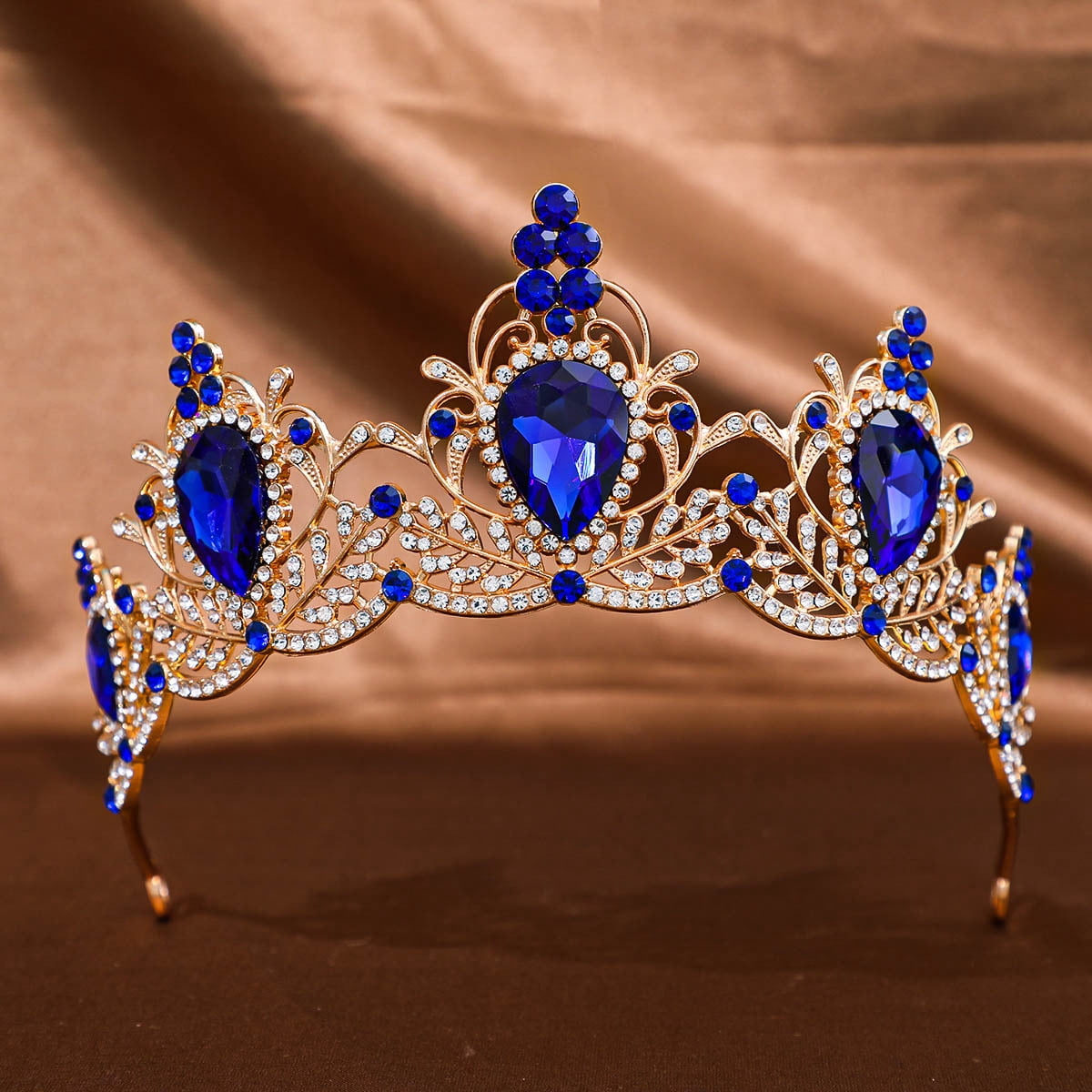 Elegant Blue Tiara for Women Silver Light Blue Opal Bridal Tiara Jewelry Set - Crown  main image 2