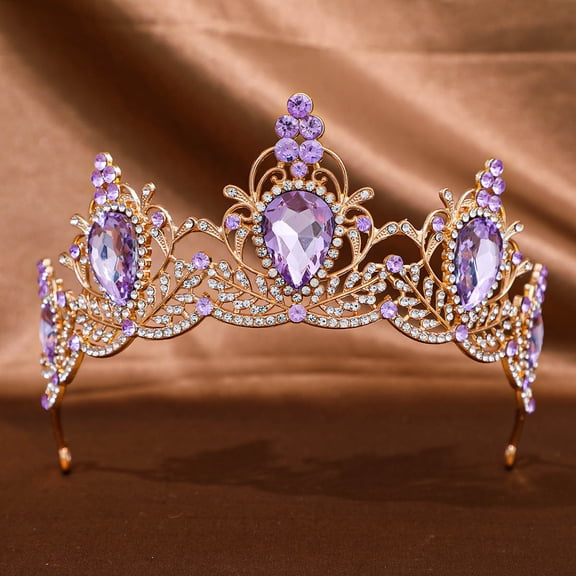 XmhyTop-A Tiara Rhinestone Headpiece Crown Light Purple 13*6cm 1PC Elegant Bridal Wedding Hair Accessory