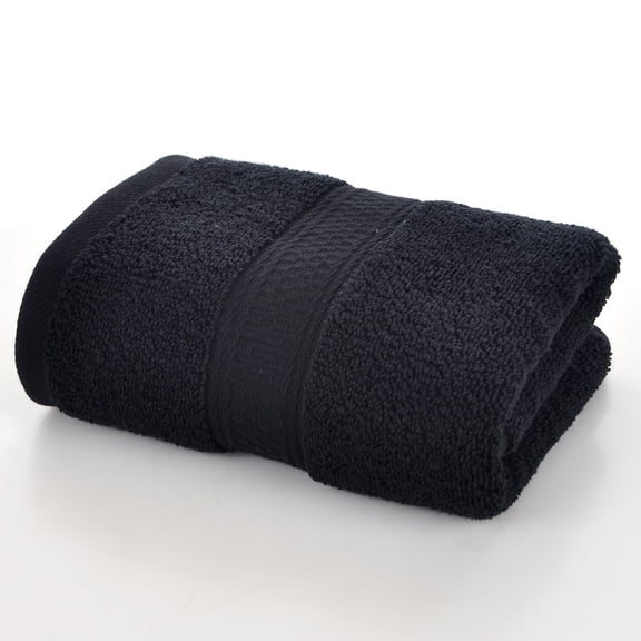 XmhyTop-A Towels, 2 Pack 70*40cm Washcloth Soft Cotton Guest Towels, Absorbent Bathroom Accessories for Daily Use Facial Cleansing,Black