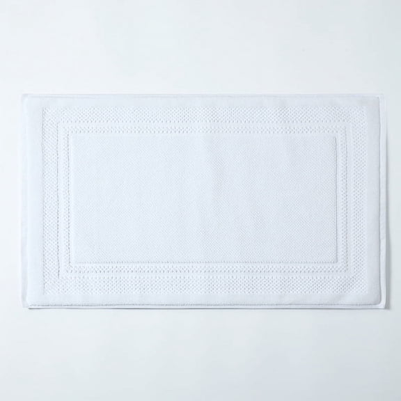 XmhyTop-A Towels Cotton Banded Rug, 29.5 x 17.7 Inch, Highly Absorbent Shower Bathroom Floor Mat,Square style,White