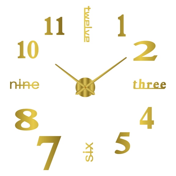 XmhyTop-A Wall Clocks 60cm Silent Wall Clock, DIY Wall Clock, Acrylic Wall Clock, Clock Sticker, Modern Office/Living Room Clock,1-Piece,Gold